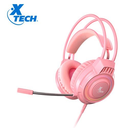 Auricular + MIC X-TECH KHI Gamer USB Rosa