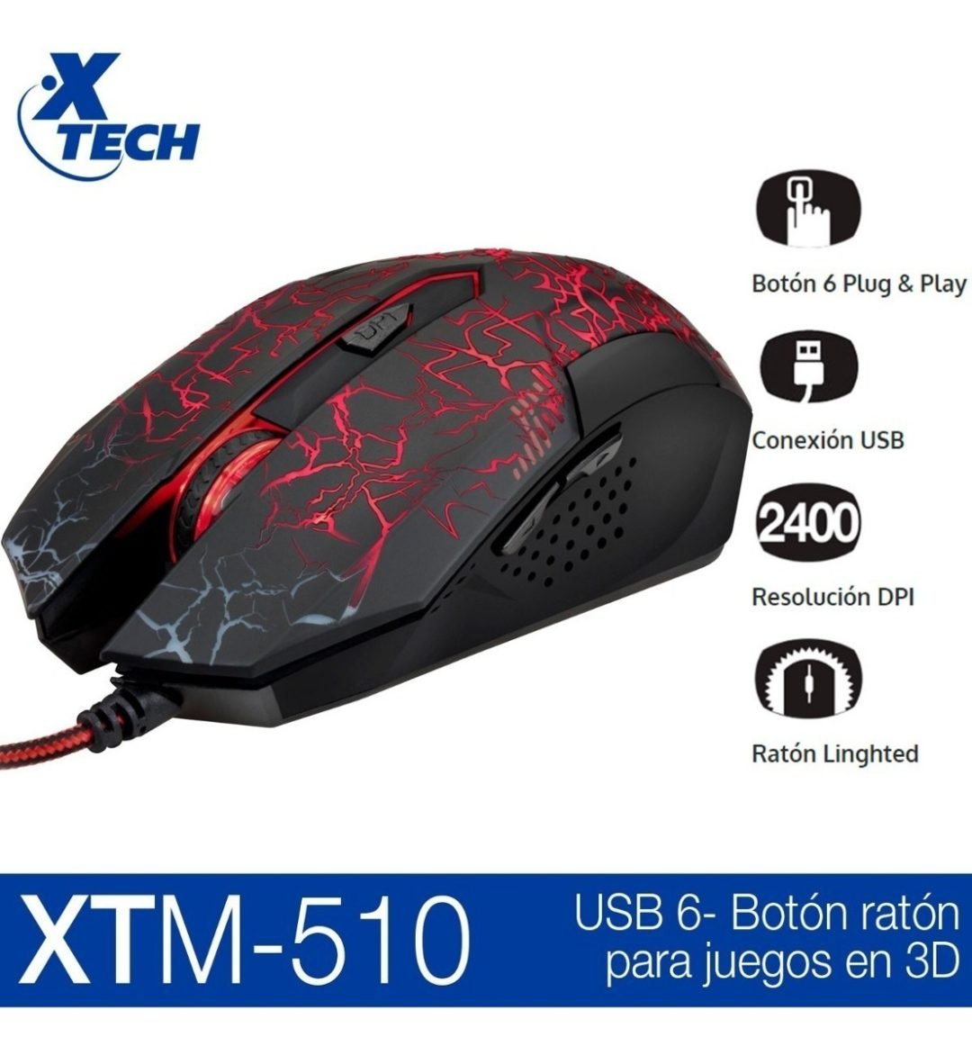 Mouse X-TECH Bellixus DE 6 Botones Gamer
