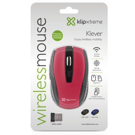 Mouse Klipxtreme Klever Inalambrico 6BOT Rojo