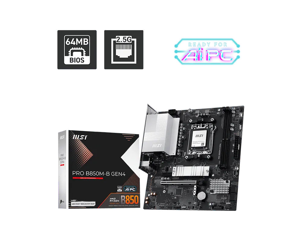 MB MSI AM5 PRO B850M-B GEN4 DDR5 BOX M-ATX