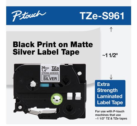 Cinta P/ROTU Brother TZES961 36MM Adhe EXT NEG/PLA